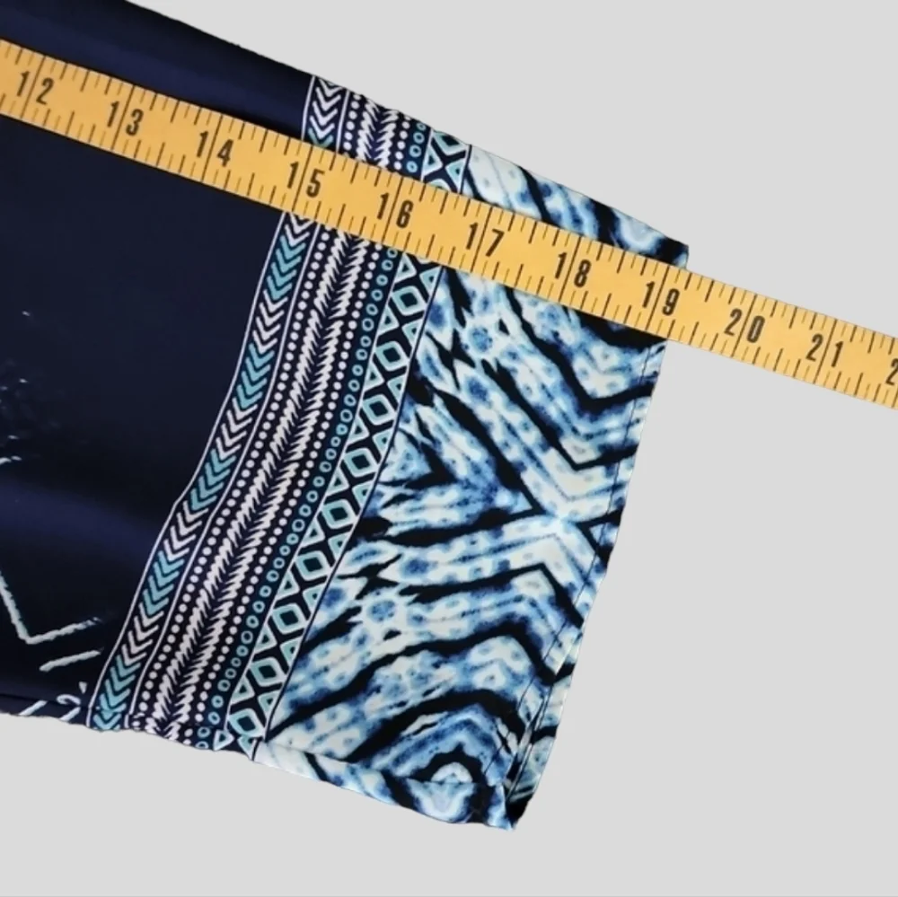 ROSE + OLIVE Batik Blue Tie Dye Tunic Top 1X Plus Tribal Boho Blouse Shirt
